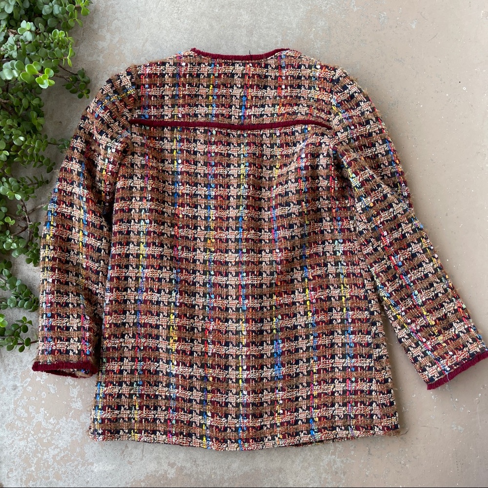 ETT TWA Anthropologie Harlequin Tweed Coat Blazer - Picture 3 of 5
